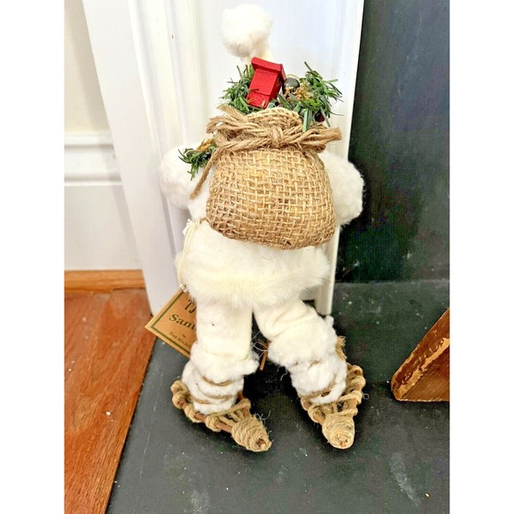 TJ Santas by Tina Mitchell 8" Santa Fuzzy White Rustic Snowshoe Ornament #905376 - Picture 4 of 15